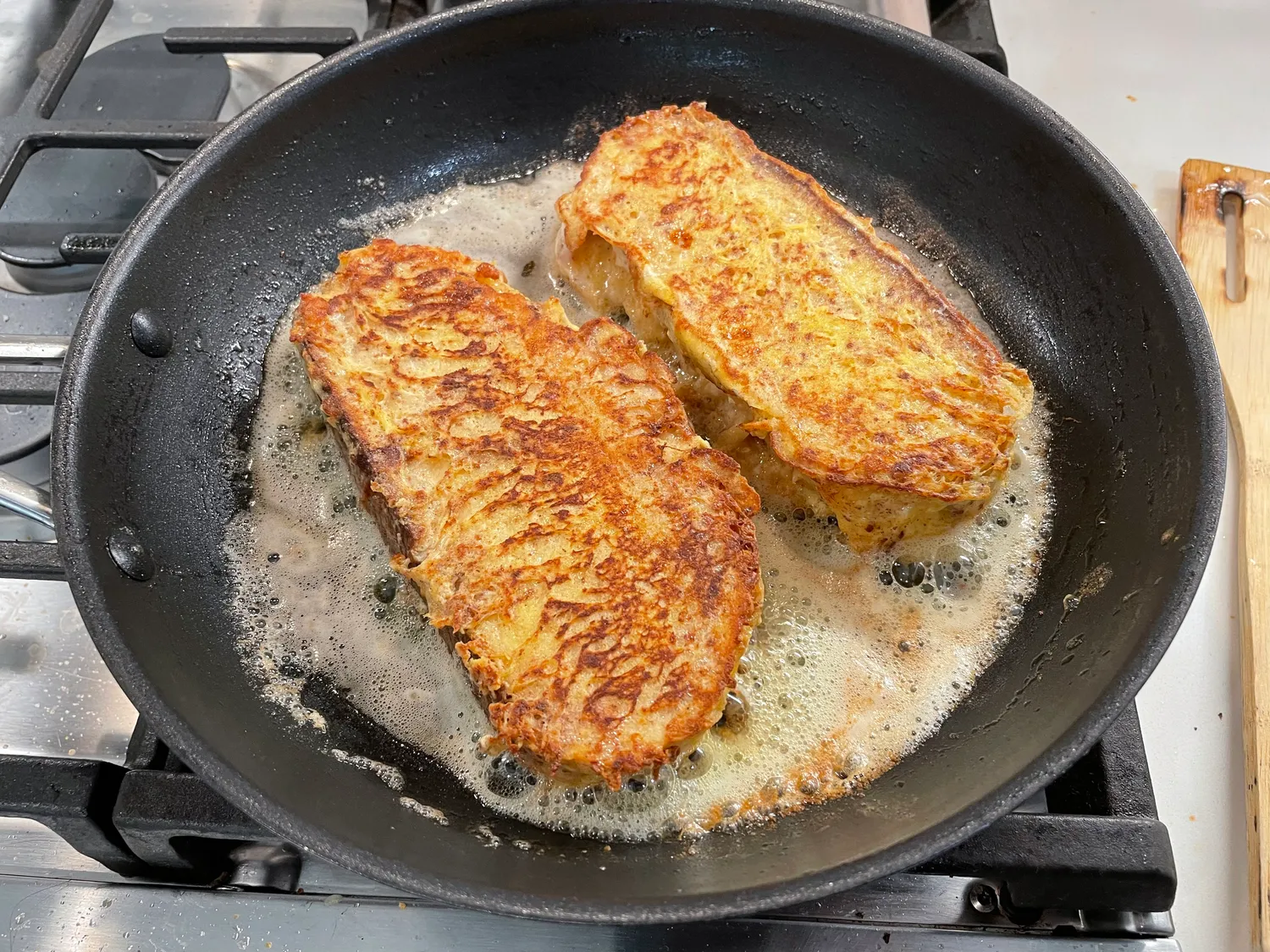 French toast, sizzling
