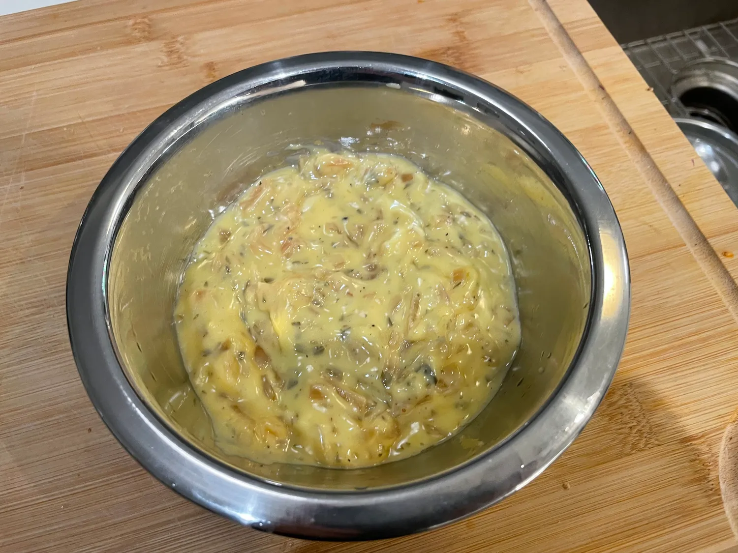 Bright yellow bernaise sauce